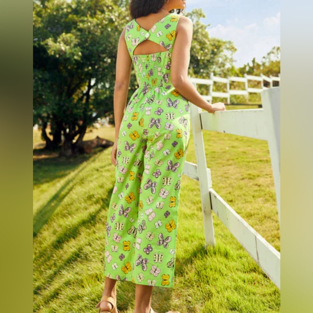 NWT ModCloth Light Of Day Green Butterfly Jumpsuit Size 6 Happy Clothes - Picture 9 of 9